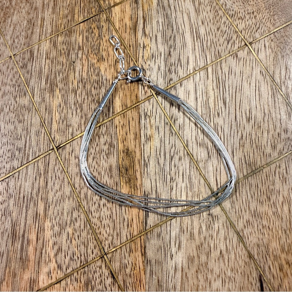 925 Liquid Sterling Silver And Clasp Multi Strand Bracelet
